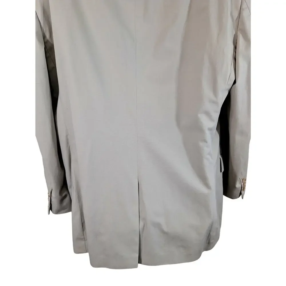 JOSEPH A. BANK! KHAKI TAN FINE COTTON BLEND, 3 BUTTON LIGHTWEIGHT BLAZER! SZ 48R